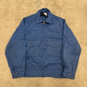 VINTAGE 60s UNITOG TWO POCKET WORK UNIFORM JACKET TALON FULL ZIP JACKET BLUE 38